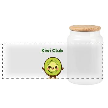 Kiwi Club Kiwi-Smiley - Panorama Keksdose mit Holzdeckel - Weiß - Vorne