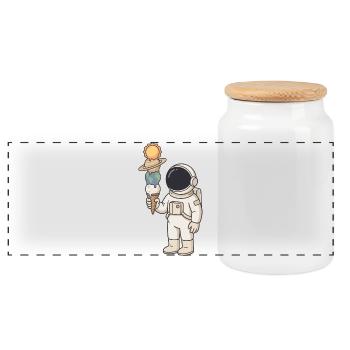 Astronaute avec la planète glace - Espace frais - Boîte à biscuits avec couvercle en bois - blanc - Devant