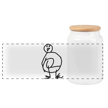 Doodle Penguin - Panoramic Cookie Jar with Wooden Lid - white - Front