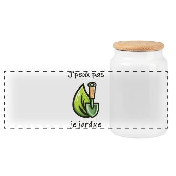 I can't I garden – Gardener humor - Panoramic Cookie Jar with Wooden Lid - white - Front