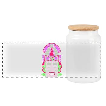 Inca Mayan calendar aztec - Panoramic Cookie Jar with Wooden Lid - white - Front
