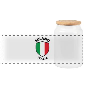 Mailand-Italien-Schild - Panorama Keksdose mit Holzdeckel - Weiß - Vorne