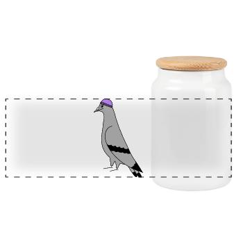 Pigeon with Beanie – Urban Minimal Illustration - Boîte à biscuits avec couvercle en bois - blanc - Devant
