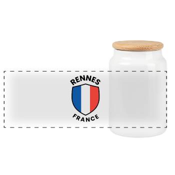 Rennes-Frankreich-Schild - Panorama Keksdose mit Holzdeckel - Weiß - Vorne
