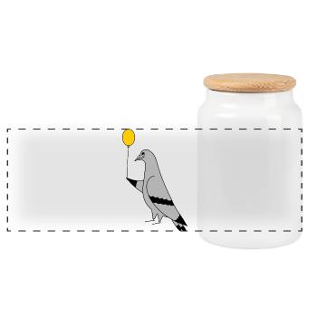 Pigeon with Balloon – Art urbain minimaliste - Boîte à biscuits avec couvercle en bois - blanc - Devant