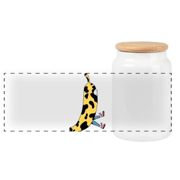 Banane douce - Boîte à biscuits avec couvercle en bois - blanc - Devant