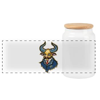 Aristo Steampunk Bull - Panorama Keksdose mit Holzdeckel - Weiß - Vorne
