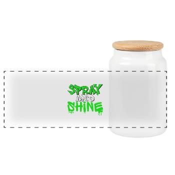 Spray and Shine Graffiti-Krone - Panorama Keksdose mit Holzdeckel - Weiß - Vorne