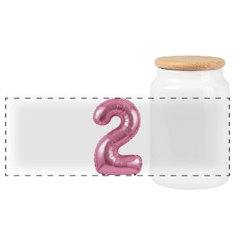 2nd Birthday Shirt, helium balloon - Panoramic Cookie Jar with Wooden Lid - white - Front