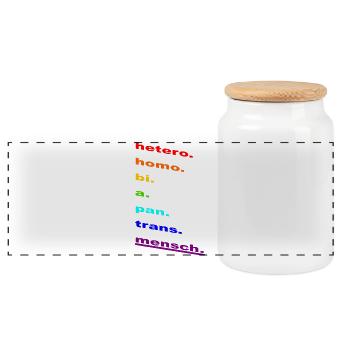 Rainbow Identity: Homo Bi Pan Trans - Panoramic Cookie Jar with Wooden Lid - white - Front