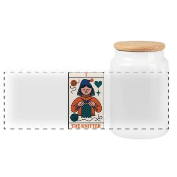 Carte Tricote Douillette - Boîte à biscuits avec couvercle en bois - blanc - Devant