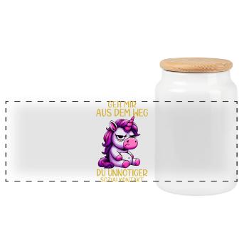Get out of my way, you unnecessary social contact - Panoramic Cookie Jar with Wooden Lid - white - Front