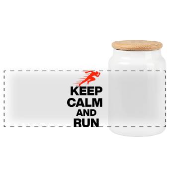 RESTE CALME ET COURS ! MARATHON DE COURSE À JOGGING, CADEAU - Boîte à biscuits avec couvercle en bois - blanc - Devant