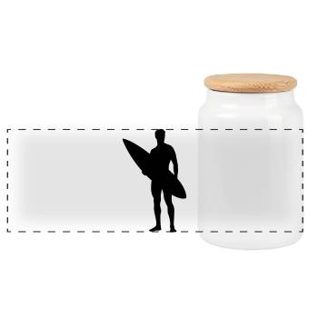 Surfer Silhouette Minimal - Boîte à biscuits avec couvercle en bois - blanc - Devant