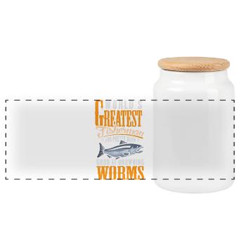 Fisherman Sport Fisherman Fishing Angler Saying - Panoramic Cookie Jar with Wooden Lid - white - Front