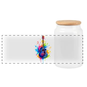 Colorful Guitar – Music Graffiti Art - Panoramic Cookie Jar with Wooden Lid - white - Front