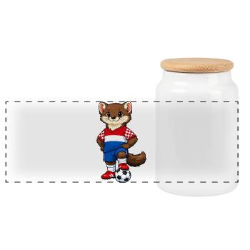 Football Marten Croatia Fan Croatian Flag - Panoramic Cookie Jar with Wooden Lid - white - Front
