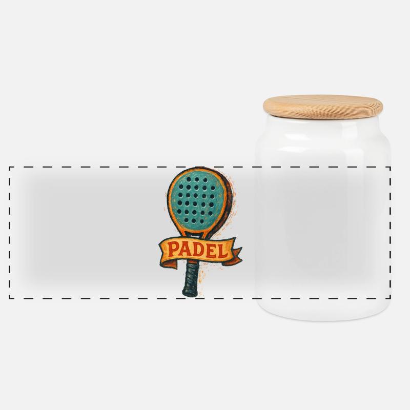 Padel-Racket – Padeliste - Panorama Keksdose mit Holzdeckel - Weiß