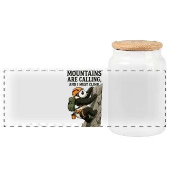 Bloc panda grimpeur drôle - Boîte à biscuits avec couvercle en bois - blanc - Devant