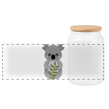 Koala mit Blattumarmung - Panorama Keksdose mit Holzdeckel - Weiß - Vorne