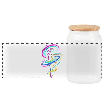 ballerina - Panoramic Cookie Jar with Wooden Lid - white - Front