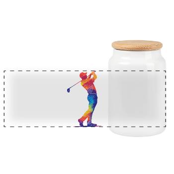 Le swing coloré du golfeur - Boîte à biscuits avec couvercle en bois - blanc - Devant