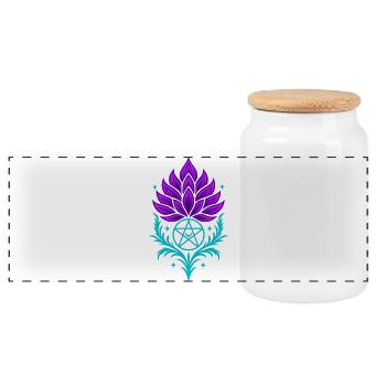 Thistle with Pentagram - Spiritual Symbol - Panoramic Cookie Jar with Wooden Lid - white - Front