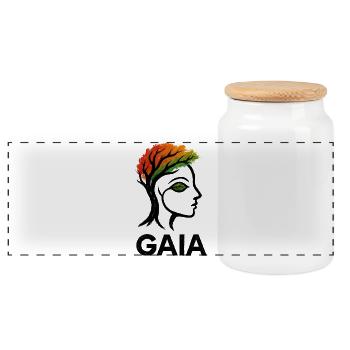 Gaia – Mutter Natur – Baum des Lebens - Panorama Keksdose mit Holzdeckel - Weiß - Vorne