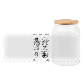 Plan de brevet de combinaison spatiale - Boîte à biscuits avec couvercle en bois - blanc - Devant