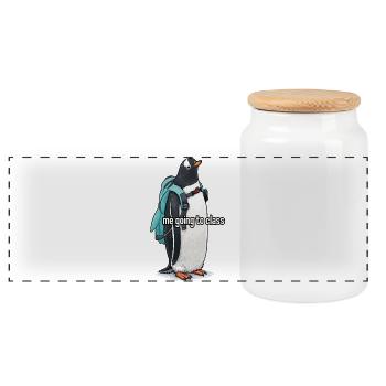 Moi qui va à la classe x Édition Penguin - Boîte à biscuits avec couvercle en bois - blanc - Devant