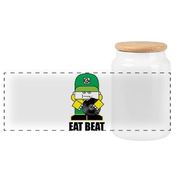 Eat Beat Vinyl Kid - Panorama Keksdose mit Holzdeckel - Weiß - Vorne