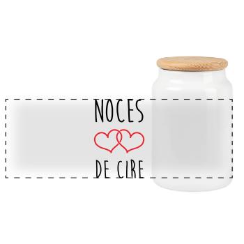 Noces de cire 4 ans de mariage - Boîte à biscuits avec couvercle en bois - blanc - Devant
