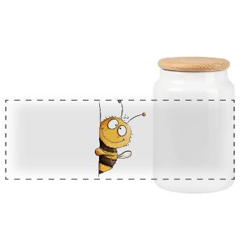 Freches Bienchen Peek-a-Boo Biene  - Panorama Keksdose mit Holzdeckel - Weiß - Vorne