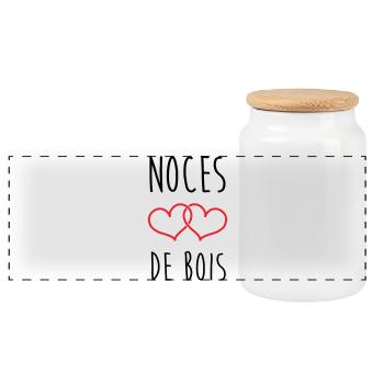Noces de bois – 5 ans de mariage - Boîte à biscuits avec couvercle en bois - blanc - Devant