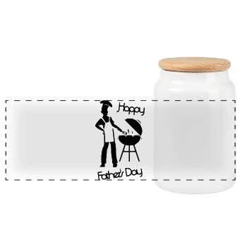 Happy Fathers Day - Grill Schwarz - Panorama Keksdose mit Holzdeckel - Weiß - Vorne