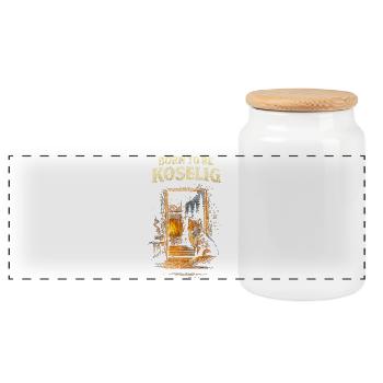 Scandinavian Viking Born To be Koselig - Panoramic Cookie Jar with Wooden Lid - white - Front