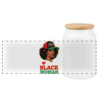 Histoire de I Am Black : Fierté de la femme noire - Boîte à biscuits avec couvercle en bois - blanc - Devant
