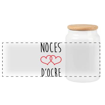 Noces d'Ocre 71 ans de mariage - Boîte à biscuits avec couvercle en bois - blanc - Devant