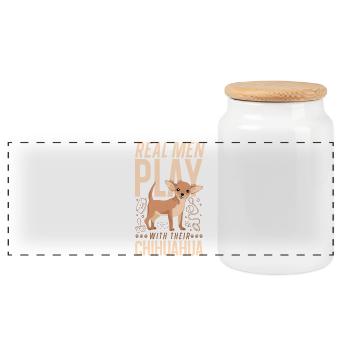 Chihuahua Chihuahueño Real Men - Panorama Keksdose mit Holzdeckel - Weiß - Vorne