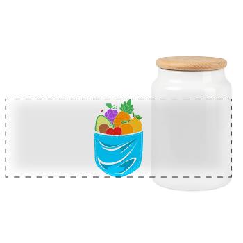 Food Nutrition Food - Panoramic Cookie Jar with Wooden Lid - white - Front