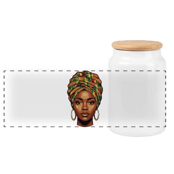 Portrait africain de la tête - Boîte à biscuits avec couvercle en bois - blanc - Devant