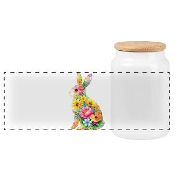 Hase Aquarell Ostern Silhouette - Panorama Keksdose mit Holzdeckel - Weiß - Vorne