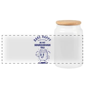 Sourdough Bread Baking Baker Sourdough Era - Panoramic Cookie Jar with Wooden Lid - white - Front