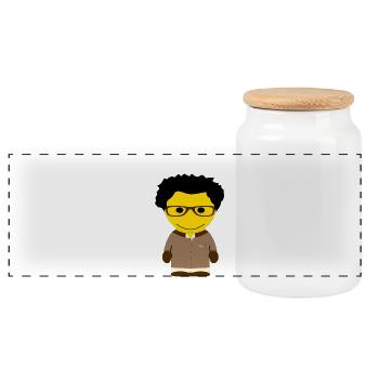 GEEKLEY camel forest jacket - Panoramic Cookie Jar with Wooden Lid - white - Front