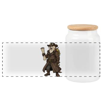 Otter Explorer Steampunk Retro-Kartograph - Panorama Keksdose mit Holzdeckel - Weiß - Vorne