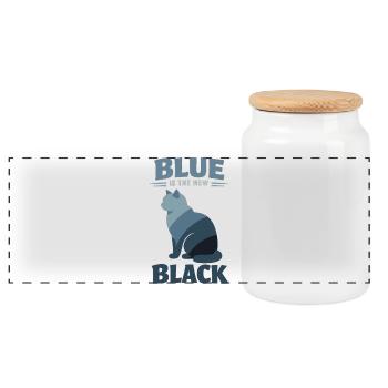 BKH Blue : Minimaliste « Le bleu est le nouveau Noir » - Boîte à biscuits avec couvercle en bois - blanc - Devant