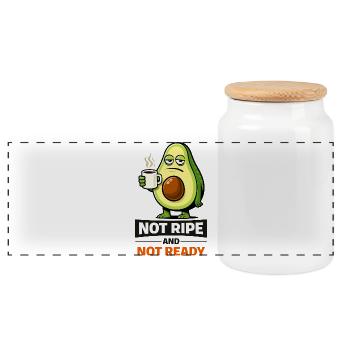 Avocado-Meme: Nicht reif, nicht fertig - Panorama Keksdose mit Holzdeckel - Weiß - Vorne