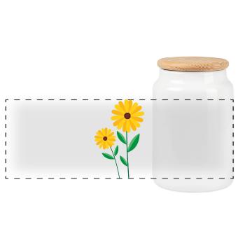 Fleur - Boîte à biscuits avec couvercle en bois - blanc - Devant