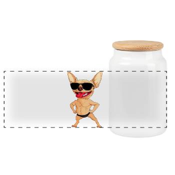 Entraîneur de chihuahua - Boîte à biscuits avec couvercle en bois - blanc - Devant