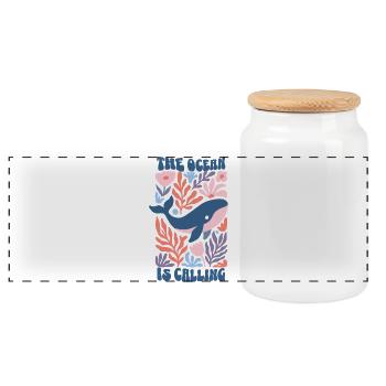 L’océan appelle - Fleurs Bohèmes de baleines rétro - Boîte à biscuits avec couvercle en bois - blanc - Devant